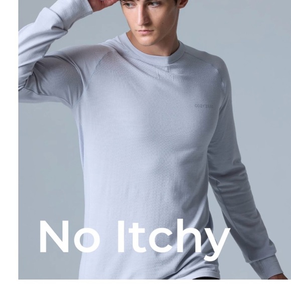 Cozy zero . Men's Light Gray Crew Neck Shirt - Picture 6 of 13